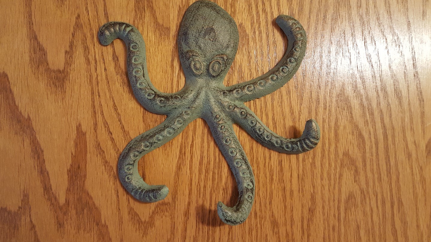 4 HANGING OCTOPUS WALL KEYS COAT HAT HOOK NAUTICAL BEACH  OCEAN CABIN BATHROOM