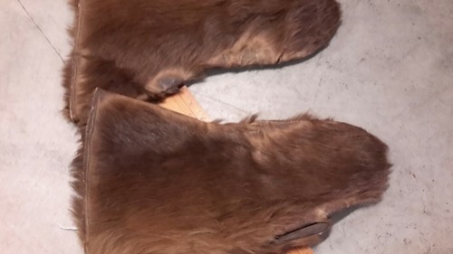 Lot of 2 - Antique Vintage Bear Fur Mountain Man Gauntlet Trapper Gloves