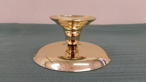 Pillar Candle Stand Gold Brass Wedding Unity Holder Reversible Metal Glow 223BR