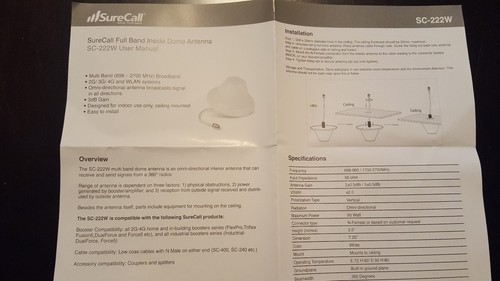 SureCall Full  Band Inside Dome Antenna  700 & 2700 MHz | SC-222W