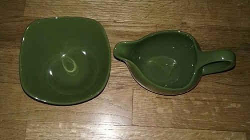 Vintage MidWinter Stylecraft Green Stafford Shire England Creamer & Sugar Bowl