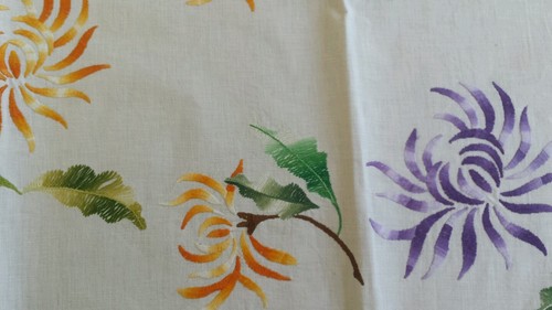 Vintage Hand Embroidered Floral Tablecloth Table Runner Shabby Granny Chic
