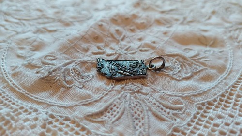 Vintage Sterling Indiana State Map Charm/Pendant