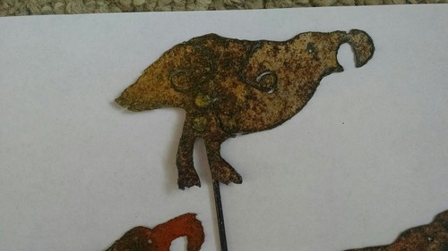 3 Rusty Quail Yard Garden Plant Stake Markers Handmade from Scrap Metal 4