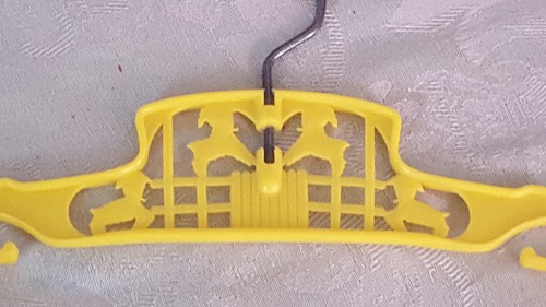 Vintage Child's Yellow Plastic Hanger Cut outs { Lambs } Swivel Hook