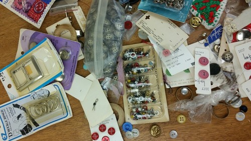 Vtg Sewing Notions and Button Lot Button Cards Snaps Eyelets