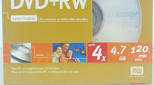 NEW SEALED Memorex DVD+RW 4X |4.7GB 120 minute 5 Pack Re-writable Data Media D2