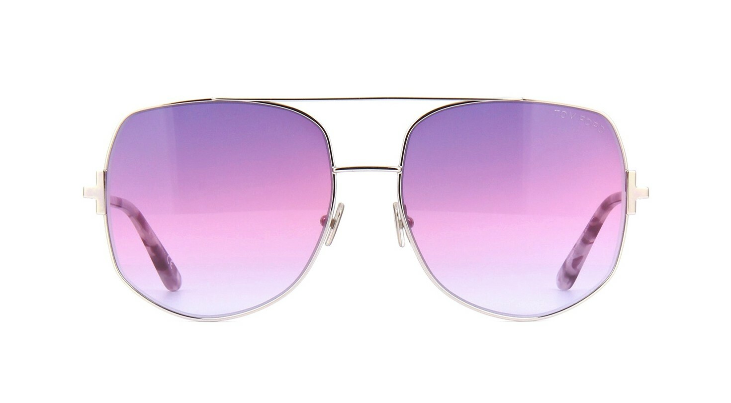 Pre-owned Tom Ford Evangeline Ft 1106 Shiny Palladium/grey Shaded (16c) Sunglasses In Purple