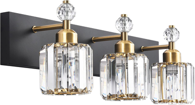 Vanity lights black and gold deals