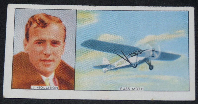 Carreras Cigarettes Card 1936 Aviation #38 James Allan Mollison Puss Moth Gb