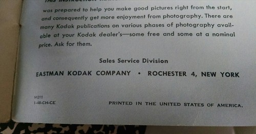 1948  Kodak Tourist Folding Camera Brochure Manual Advertising