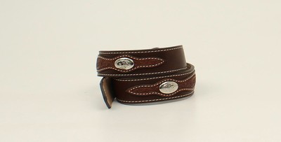 Nocona Brown Leather Boys Embossed Overlay Belt