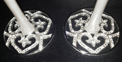 Gorgeous Vintage Champagne Toasting glasses Swarovski Crystals Wedding Glass Set