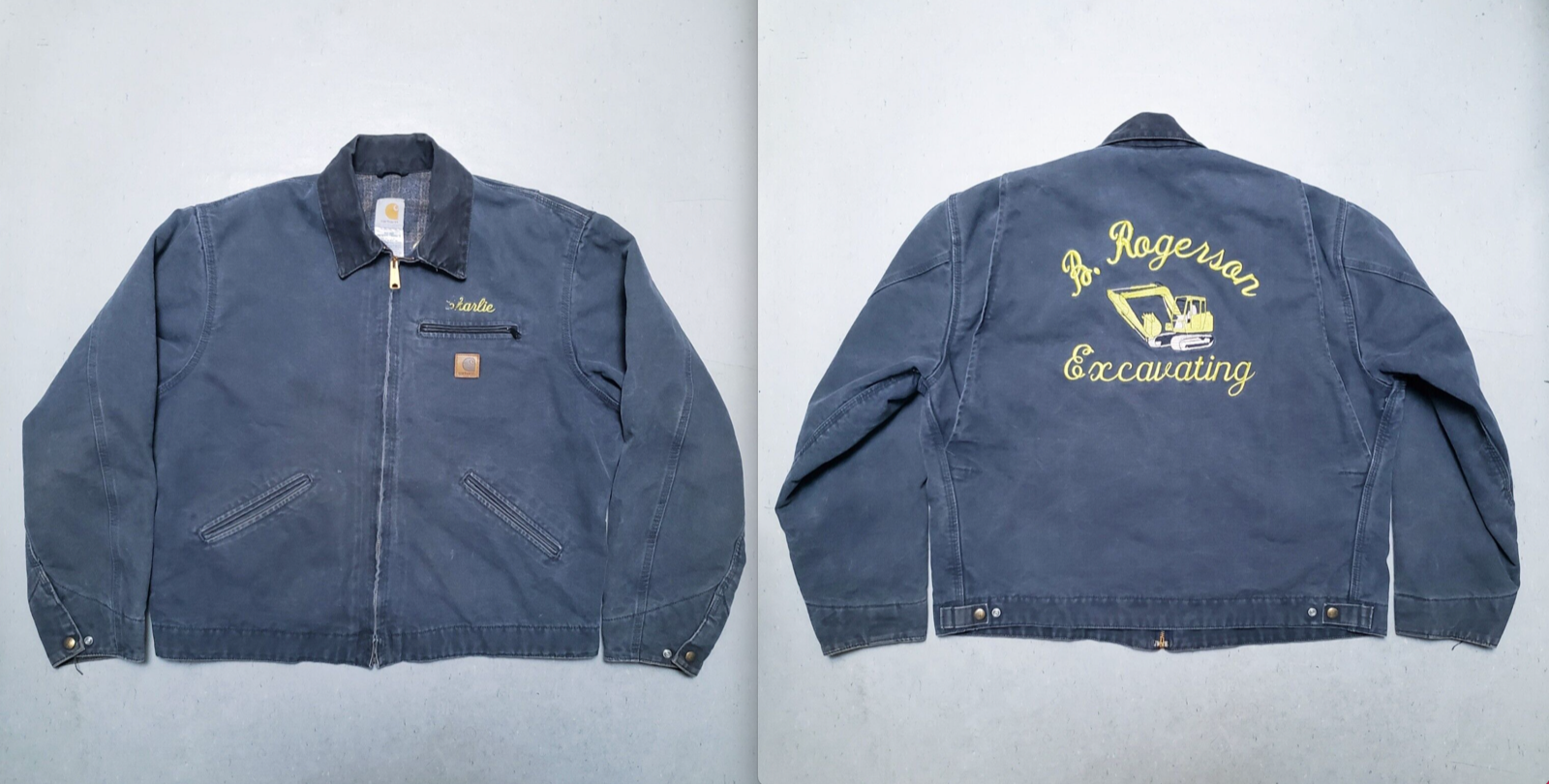 VTG CARHARTT J97 PTL Detroit Blanket Lined Jacket Excavating Embroidery