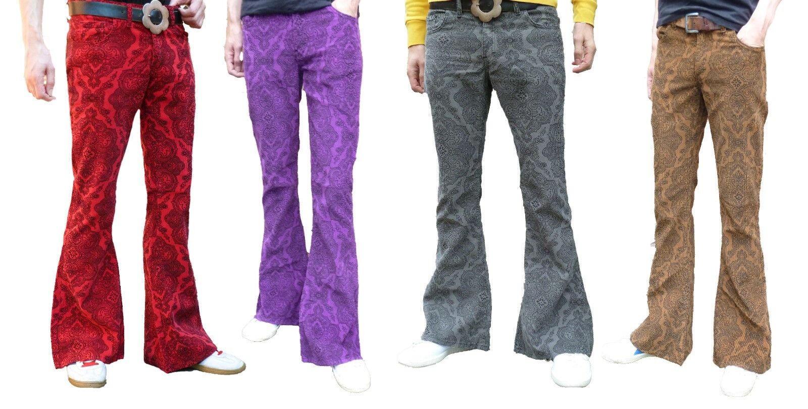 Mens RETRO FLARES Paisley Bell Bottoms Jeans Trousers Mens RETRO FLARES Paisley Bell Bottoms Jeans Trousers