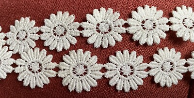 White Flower Applique Lace Trim Ribbon 7/8'' Round DIY Sewing Fancy Embellishment