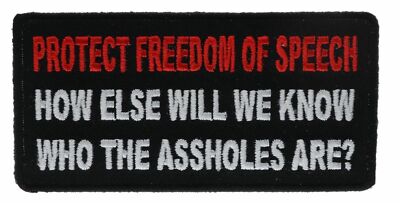 Protect Freedom Of Speech Joke Word Script 4 inch Patch PW F2D23L