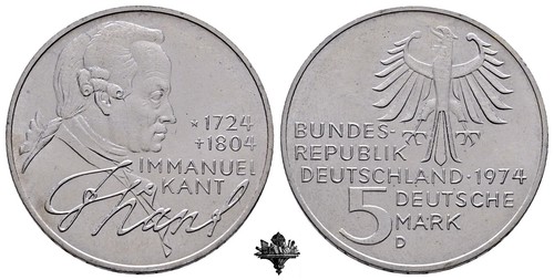 DEUTSCHLAND 5 deutsche mark 1974 SILVER Silbermünze Germany  - Picture 1 of 4
