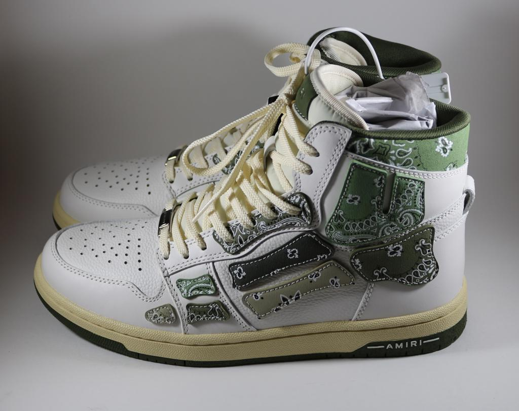 Pre-owned Amiri Skel Top Bandana Print Hi Sneakers 42 43 In Green