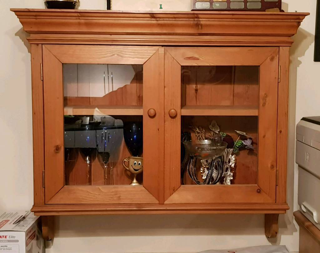 Solid Pine Wall with Glass Display Doors by Lathams in