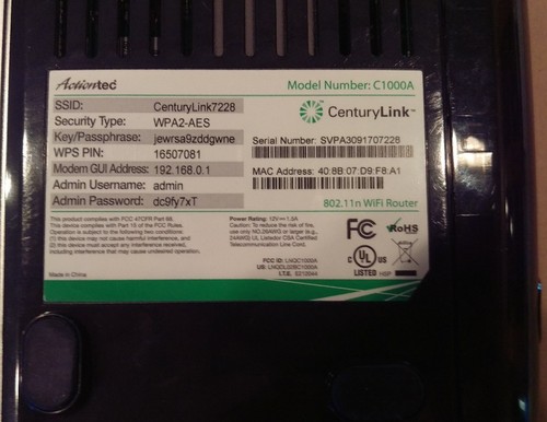 Actiontec CenturyLink C1000A 802.11N Wireless N Router Gigabit Modem