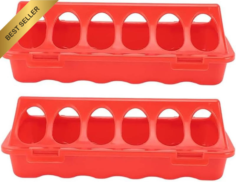 2 Pieces Bird Feed Dish for Pigeons, 6 Slot Feeder Pigeon Parrot Chicken, Chick