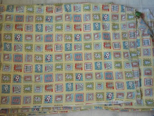 Tea Cup Coffee Cup Silverware Pale Yellow Background Concord Fabrics 4 7/8 yards