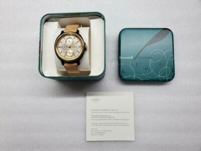 FOSSIL CHELSEY MULTI-FUNCTION DAY & DATE BEIGE LEATHER LADIES WATCH ES3772 NEW