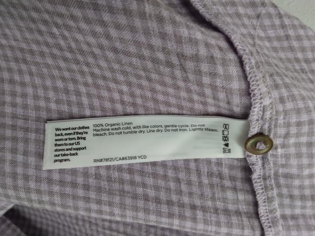 Pre-owned Eileen Fisher Size M, L, Xl Misty Lilac Puckered Organic Linen Dress In Purple