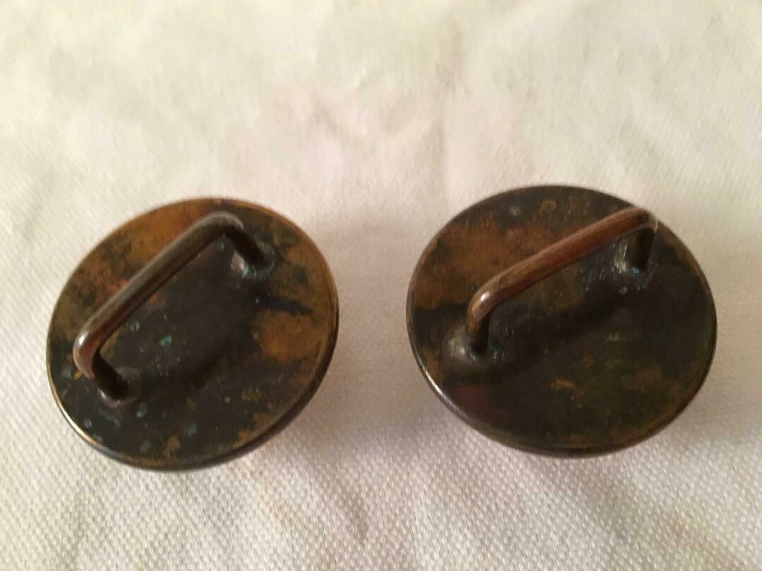 RARE VINTAGE INDIAN CHIEF PAIR OF BRASS BRIDLE ROSETTE'S