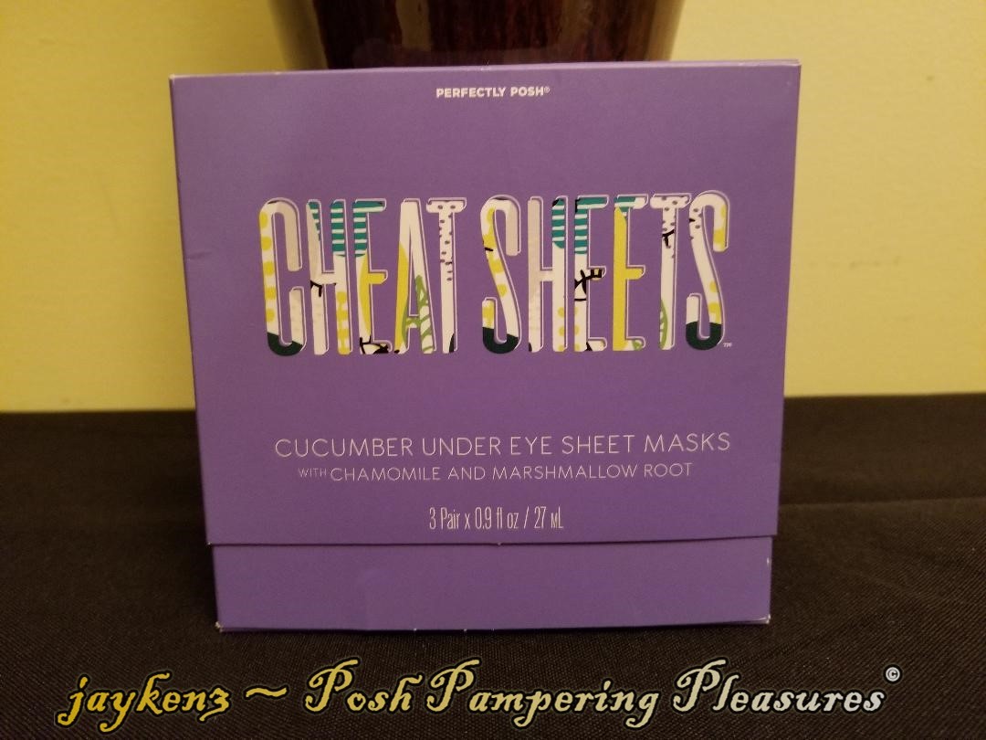 Perfectly Posh ~ CHEAT SHEETS ~ Cucumber Under Eye Sheet Masks ~ NEW|SEALED ~