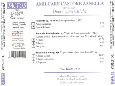 MARCO ALPI / FRIEDER BERTHOLD / MARCO ROGLIANO AMILCARE CASTORE ZANELLA: OPERE C