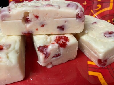 Cherry Almond Coconut Fudge  1 pound
