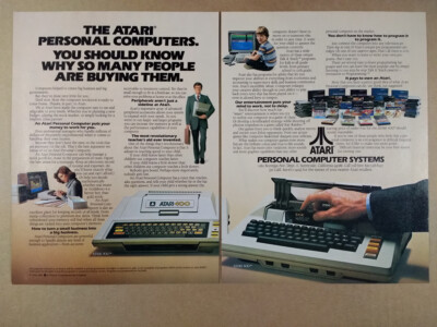 1980 Atari 400 & 800 Personal Computers 2 page vintage print Ad