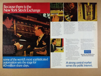 1969 NYSE New York Stock Exchange brokers trading equipment photos vintage Ad