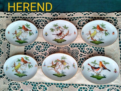 Herend Small Plate Oval Rothschild Bird