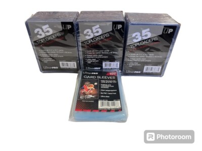 100 Ultra Pro Toploaders Card Protectors Clear 35-Count 3'' x 4'' and soft sleeves