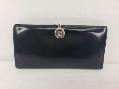 Loewe Bi-fold Long Wallet Leather Simple Black Stylish