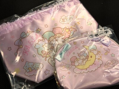 Sanrio Little Twin Stars Atari Kuji Tote Bag Pouch Set Of 2 Limited Japan NEW