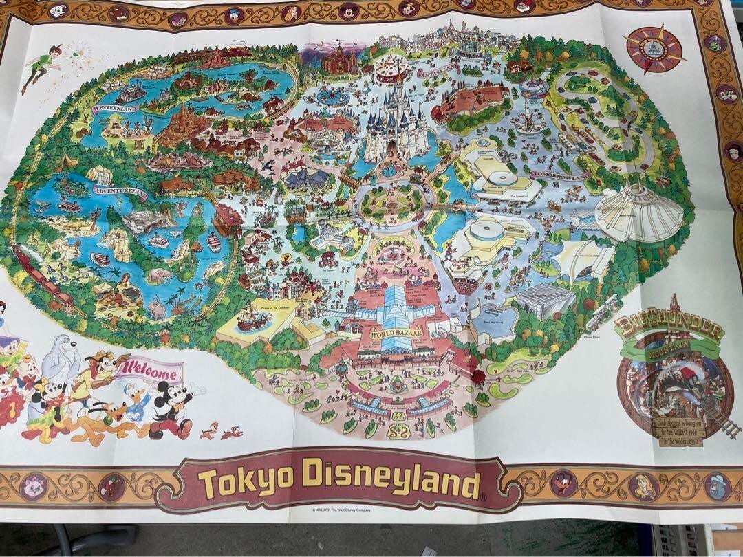 【レトロ】東京ディズニーランドのスーベニアマップ Disney Tokyo Disneyland Souvenir Map Park Map Retro Vintage Mickey