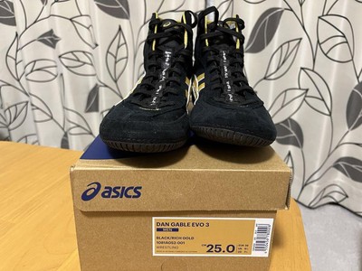 Dan Gable EVO 3 Asics Wrestling Shoes Black x Gold US-7 size (25 cm) JP NEW