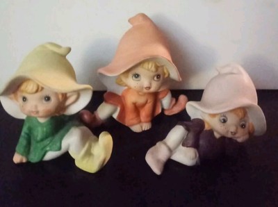 Homeco Vintage 4'' Pixie Elves Figurines Lot of 3