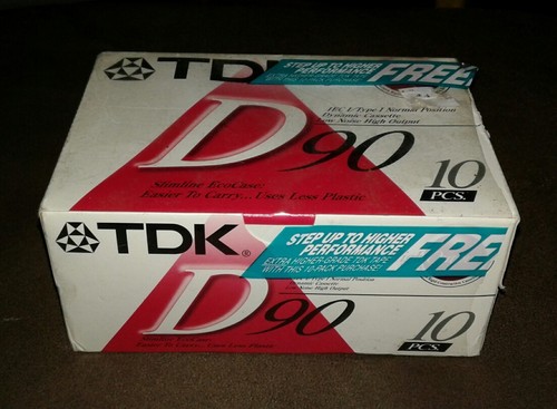 Box of 10 New Sealed TDK D 90 Cassette Tapes USA