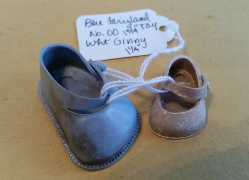 Antique Vintage Doll Shoes, 2 singles, Ginny