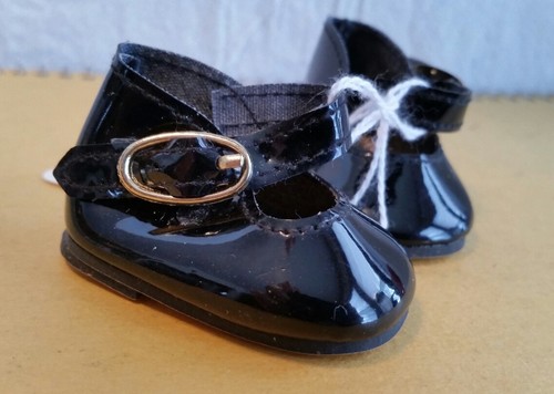Antique Vintage Doll Shoes Black Patent