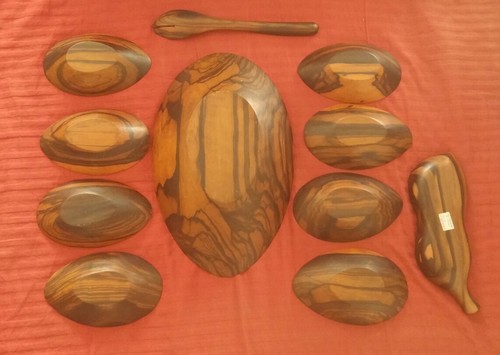 Vintage Kamagong Wood Bowl Set Philippines Extremely Rare!
