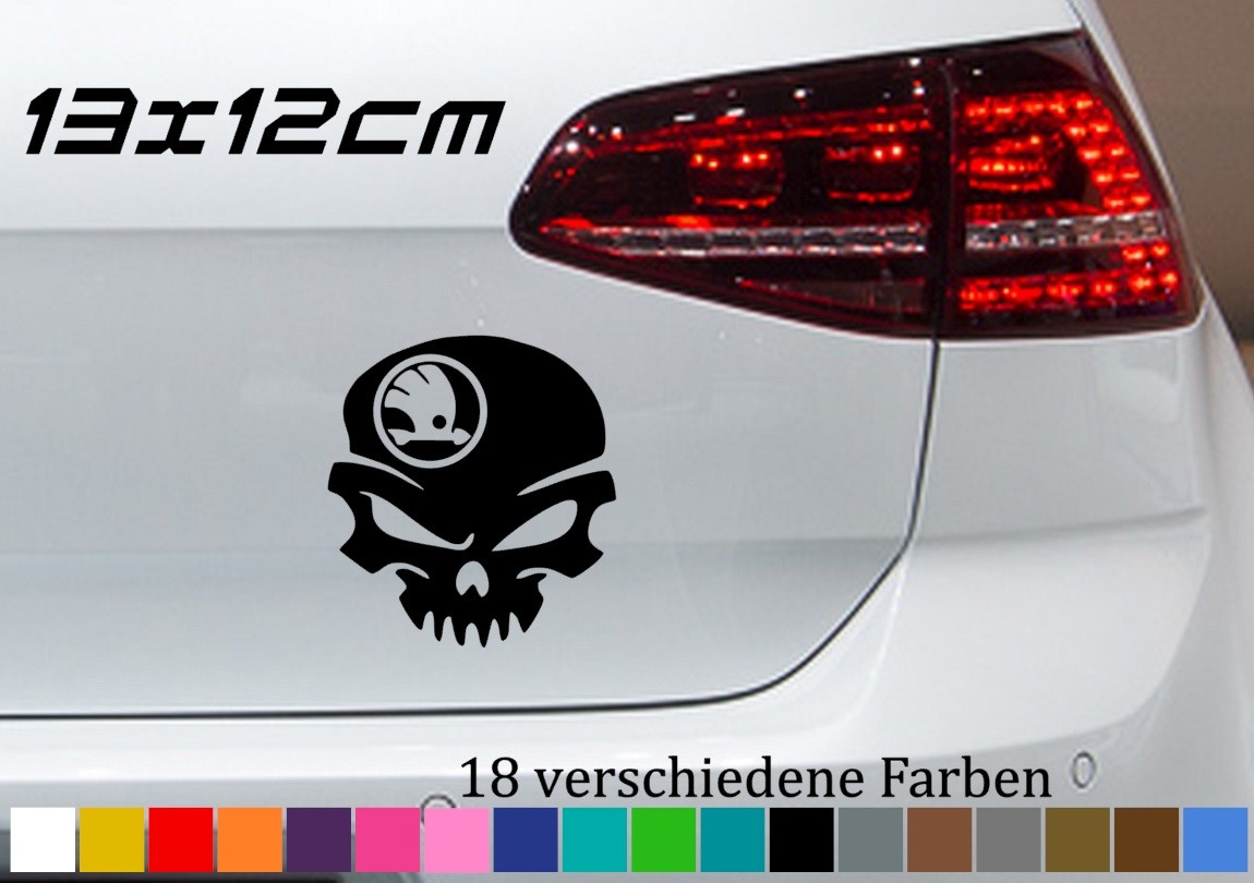 Skoda Aufkleber Totenschädel 13x12cm Fabia Superb Oktavia Tuning Sticker Skin