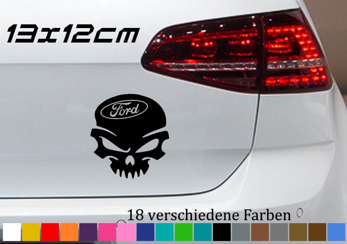 Ford Aufkleber Totenschädel 13x12cm Focus Fiesta Mondeo Kuga Tuning Sticker Skin