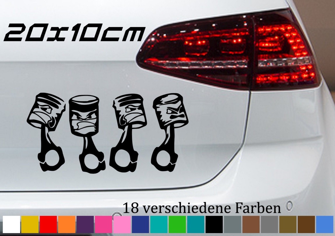 Zylinder Kolben 20x10cm Auto Aufkleber Audi VW Golf Opel Tuning V6 JDM Sticker
