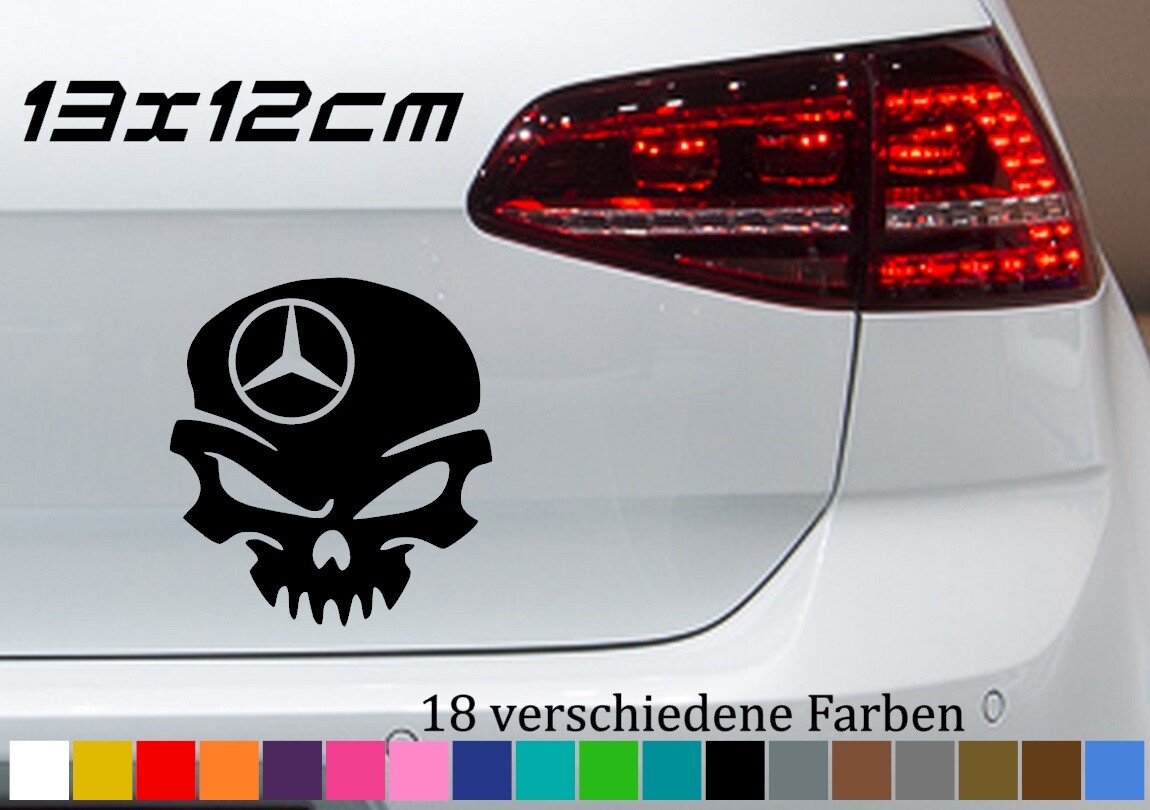 MERCEDES Aufkleber Totenkopf 13x12cm FUN Skull Stern Skin Car Tuning Sticker JDM